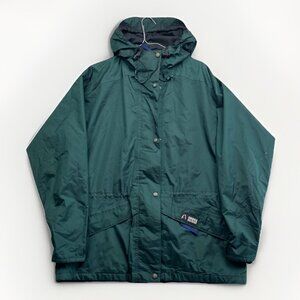 VTG Sierra Designs Wom M Nylon Retro Green Hooded Windbreaker Shell Jacket Read*